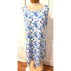 Guy Harvey Dress Womens Sz XL Blue Sea Life Print Tank Lightweight Stretch EUC